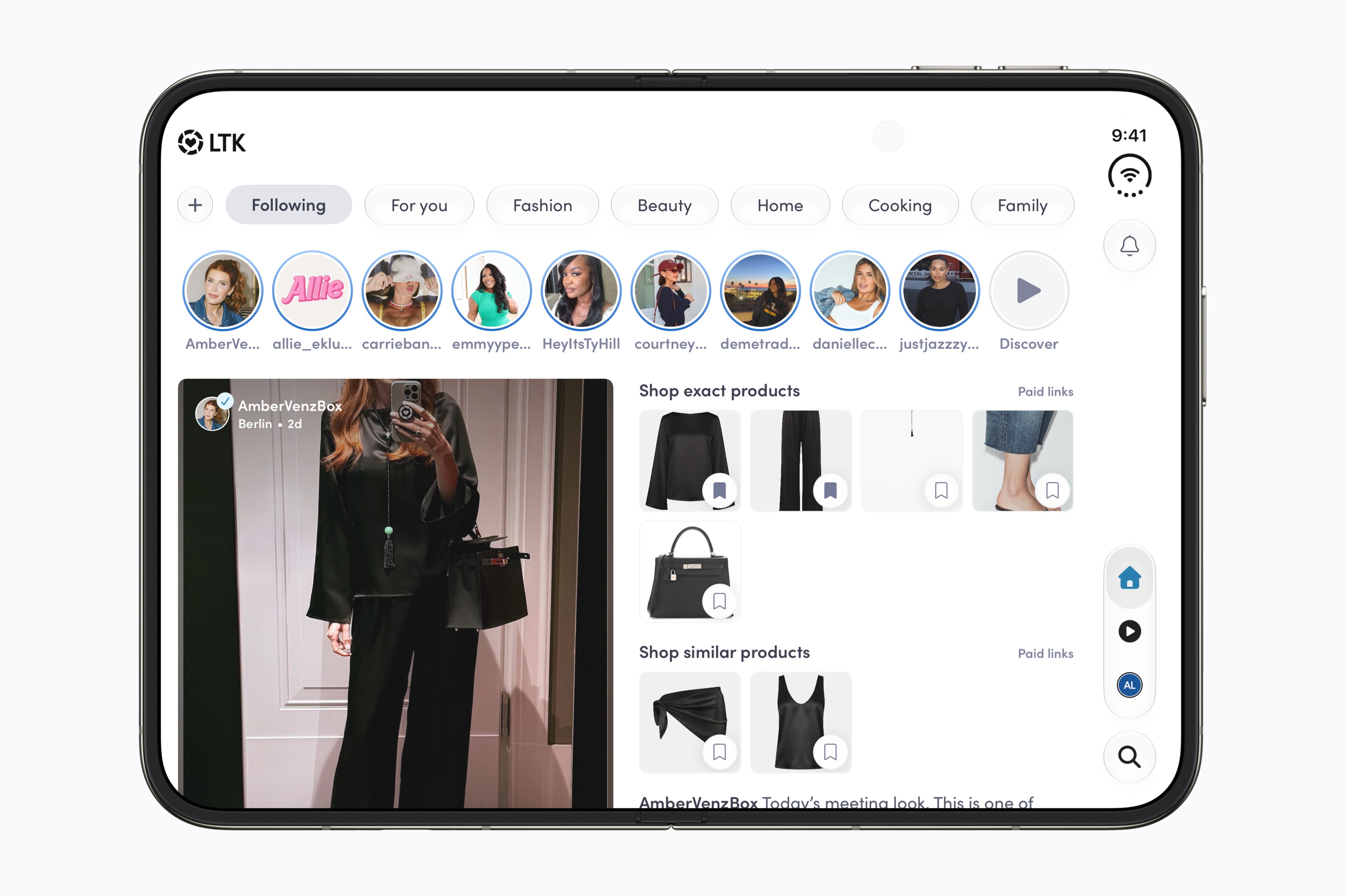 The LTK shopping app on the iPhone Duo