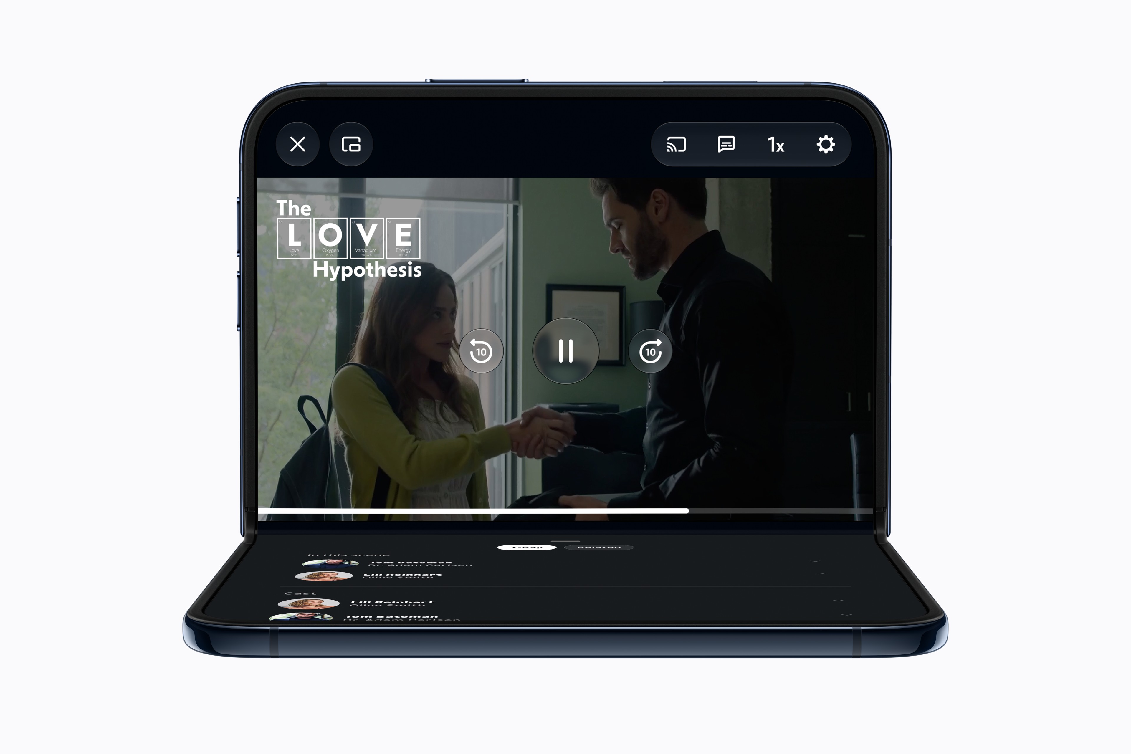 Amazon Prime Video playing on the iPhone Duo inner display